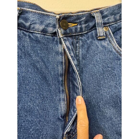 VTG - EDDIE BAUER Fleece Lined Jeans, Medium Wash, Zip Fly, Sz 35x32 - Picture 3 of 8